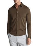 Reiss Baron Mercerized Cotton Solid Regular Fit Button Down Shirt
