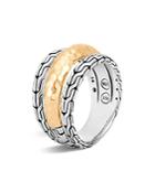 John Hardy Classic Chain Hammered 18k Gold And Sterling Silver Triple Band Ring