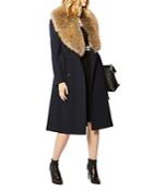 Karen Millen Faux Fur-collar Trench Coat