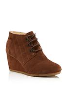 Toms Faux-shearling Quilted Desert Wedge Booties
