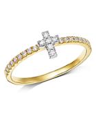 Bloomingdale's Diamond Cross Band In 14k Yellow & White Gold, 0.15 Ct. T.w. - 100% Exclusive