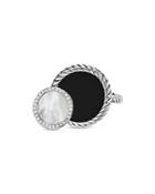 David Yurman Sterling Silver Dy Elements Onyx, Mother Of Pearl And Diamond Eclipse Ring