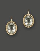 14k Yellow Gold Bezel Set Large Drop Earrings With Prasiolite