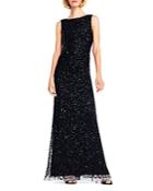 Adrianna Papell Sequined Drape-back Gown