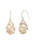 Carolee Caged Cultured Freshwater Pearl Drop Earrings