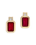 Bloomingdale's Ruby & Diamond Bezel Stud Earrings In 14k Yellow Gold - 100% Exclusive