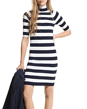 Michael Michael Kors Striped Knit Mock Turtleneck Dress