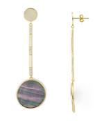 Argento Vivo Linear Circle Mother-of-pearl Drop Earrings In 14k Gold-plated Sterling Silver