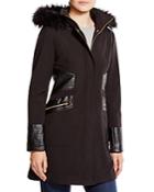 Via Spiga Hooded Coat With Faux-leather Trim