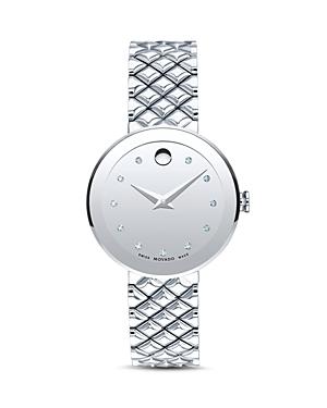 Movado Sapphire Diamond Silver-tone Watch, 30mm
