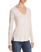 Three Dots V-neck Long Sleeve Tee