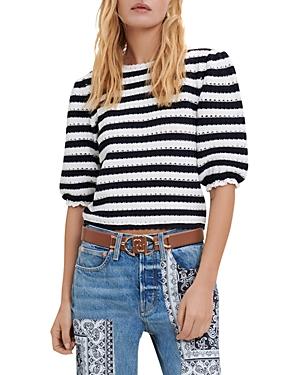 Maje Marigna Striped Elbow Length Sleeve Sweater