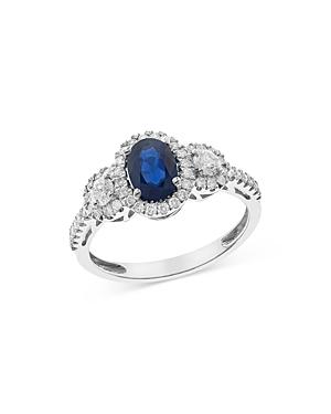 Bloomingdale's Blue Sapphire & Diamond Halo Ring In 14k White Gold - 100% Exclusive