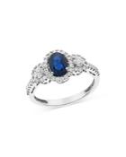Bloomingdale's Blue Sapphire & Diamond Halo Ring In 14k White Gold - 100% Exclusive