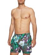 Boss Piranha Floral Print Regular Fit Swim Trunks