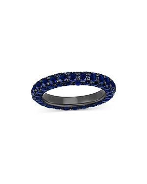 Graziela Gems 18k White Gold & Dark Rhodium Blue Sapphire Three Sided Band