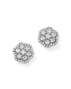 Diamond Flower Cluster Stud Earrings In 14k White Gold, 1.0 Ct. T.w.