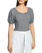 1.state Checked Puff-sleeve Top