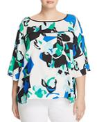 Calvin Klein Plus Abstract Print Flare Sleeve Top