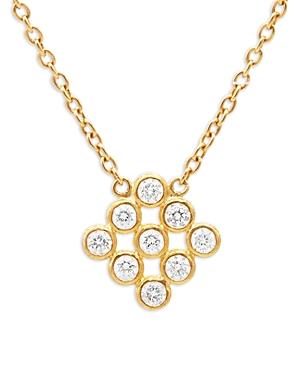 Gurhan 24k Yellow Gold Pointelle Diamond Bezel Cluster Pendant Necklace, 16-18