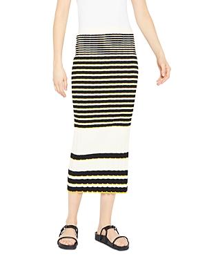 Theory Striped Ribbed Pull On Cotton Skirt