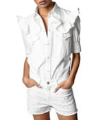 Zadig & Voltaire Toky Ruffle Denim Shirt