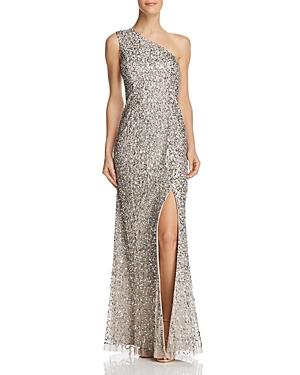 Adrianna Papell One-shoulder Sequined Gown