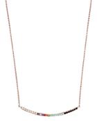Tous 18k Rose Gold-plated Sterling Silver Rainbow Gemstone Bar Station Necklace, 17.7