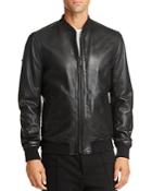 Superdry Leather Slim Fit Bomber Jacket