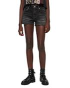 Allsaints Lexi Frayed Denim Shorts In Black