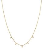 Zoe Chicco 14k Yellow Gold Beaded Chain Necklace With Dangling Bezel Diamonds, 16
