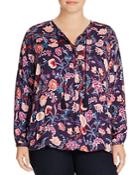 Lucky Brand Plus Floral Peasant Top