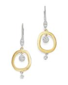 Meira T 14k Yellow & White Gold Open Circle Drop Earrings With Diamonds