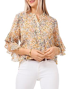 Vince Camuto Daisy Print Flutter Sleeve Blouse