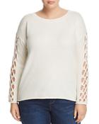 Vince Camuto Plus Open Braided Sleeve Sweater