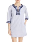Tommy Bahama Island Diamond Embroidered Tunic Dress
