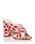 Saint Laurent Women's Bianca Lip Print Knotted Cotton High Heel Sandals