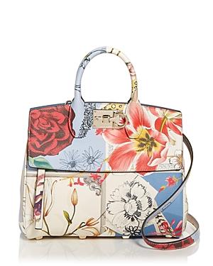 Salvatore Ferragamo Studio Bag Floral Leather Satchel