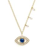 Meira T 14k Yellow Gold Blue Sapphire And Diamond Evil Eye Necklace, 16