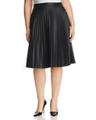 City Chic Pleated Faux-leather Skirt
