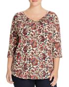 Lucky Brand Plus Pintucked Floral Top