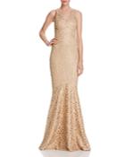David Meister Lace V Neck Gown