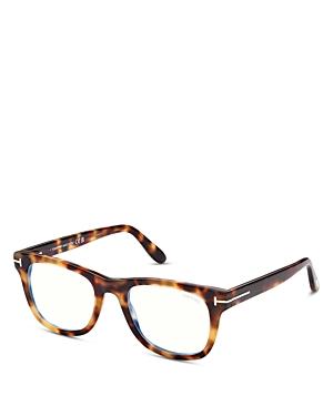 Tom Ford Women's Shiny Blonde Havana Square Blue Light Glasses, 50mm