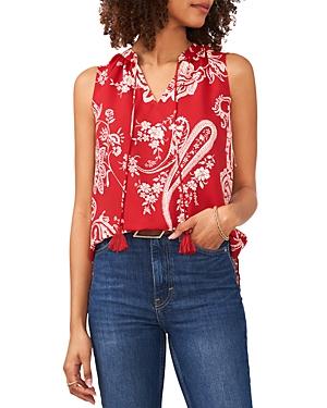 Vince Camuto Paisley Print Split Neck Top