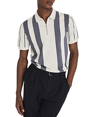 Reiss Leo Striped Half Zip Polo Shirt