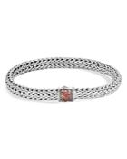 John Hardy Sterling Silver Classic Chain Lava Small Bracelet With Garnet