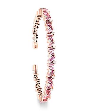 Suzanne Kalan 18k Rose Gold Fireworks Pink Sapphire & Diamond Frenzy Flexible Cuff Bangle Bracelet