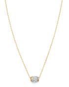Adina Reyter 14k Yellow Gold Pave Diamond Super Tiny Barrel Pendant Necklace, 15-16