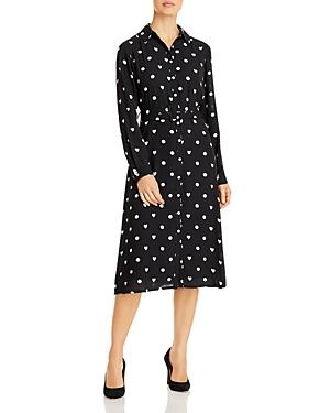 T Tahari Heart & Dot Print Belted Shirtdress