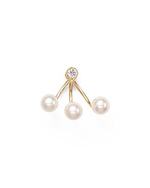 Zoe Chicco 14k Yellow Gold And Diamond Stud Earring With Cultured Freshwater Pearl Ear Jacket